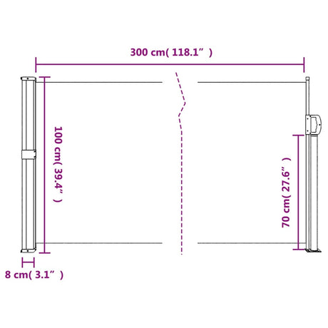 Windscherm uittrekbaar 100x300 cm blauw - AllerleiShop