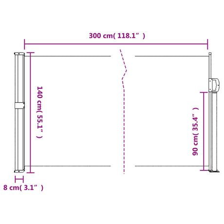 Windscherm uittrekbaar 140x300 cm bruin - AllerleiShop