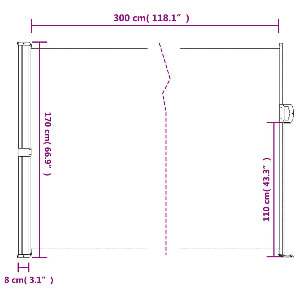 Tuinscherm intrekbaar 170x300 cm donkergroen - AllerleiShop