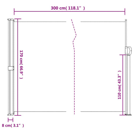 Tuinscherm intrekbaar 170x300 cm donkergroen - AllerleiShop