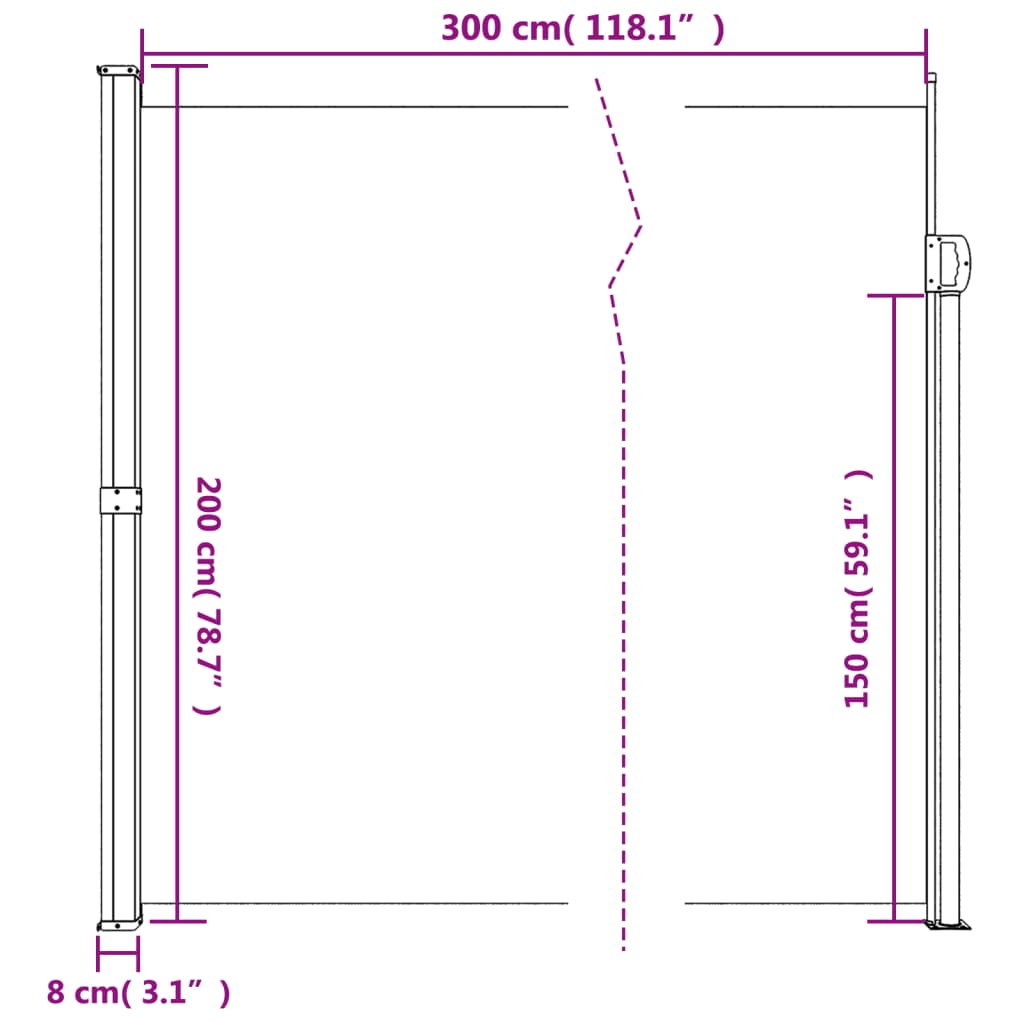 Windscherm uittrekbaar 200x300 cm crèmekleurig - AllerleiShop