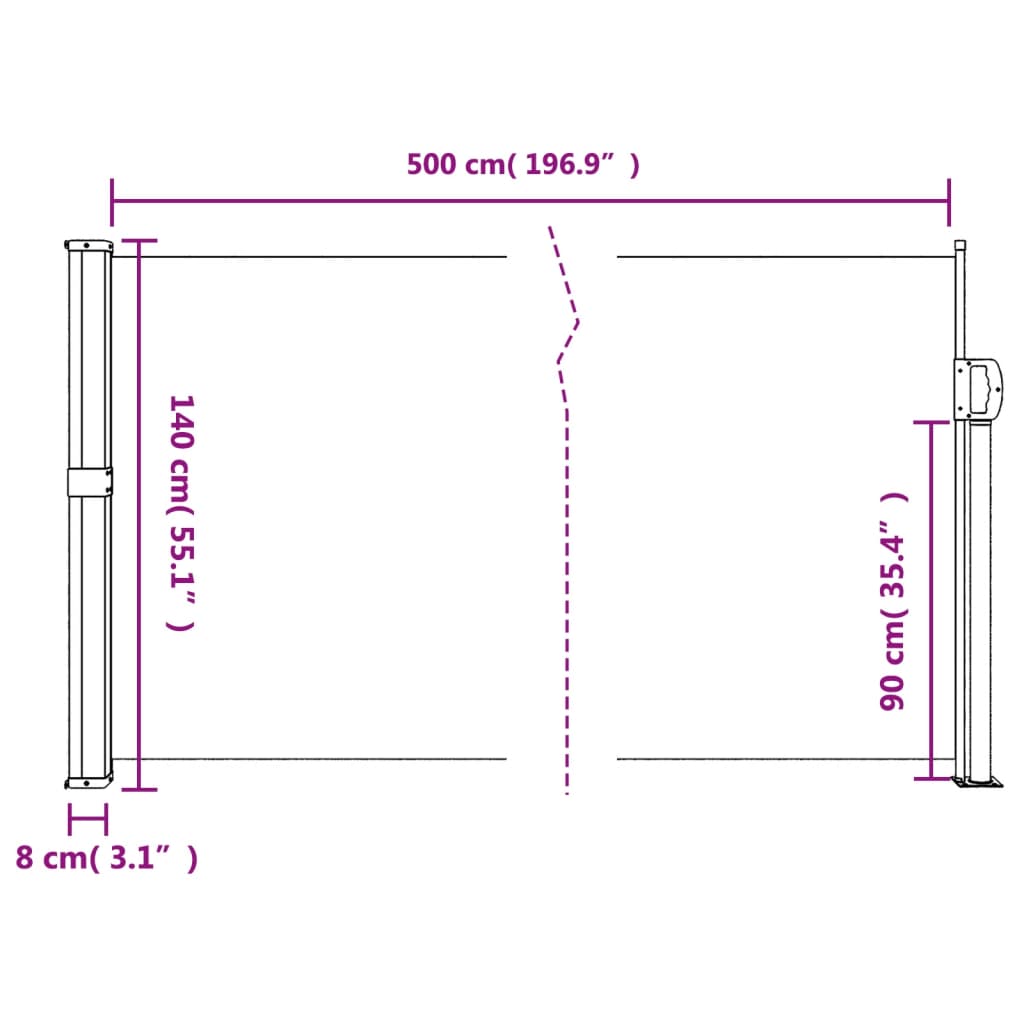 Windscherm uittrekbaar 140x500 cm bruin - AllerleiShop