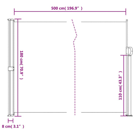 Windscherm uittrekbaar 180x500 cm crèmekleurig - AllerleiShop