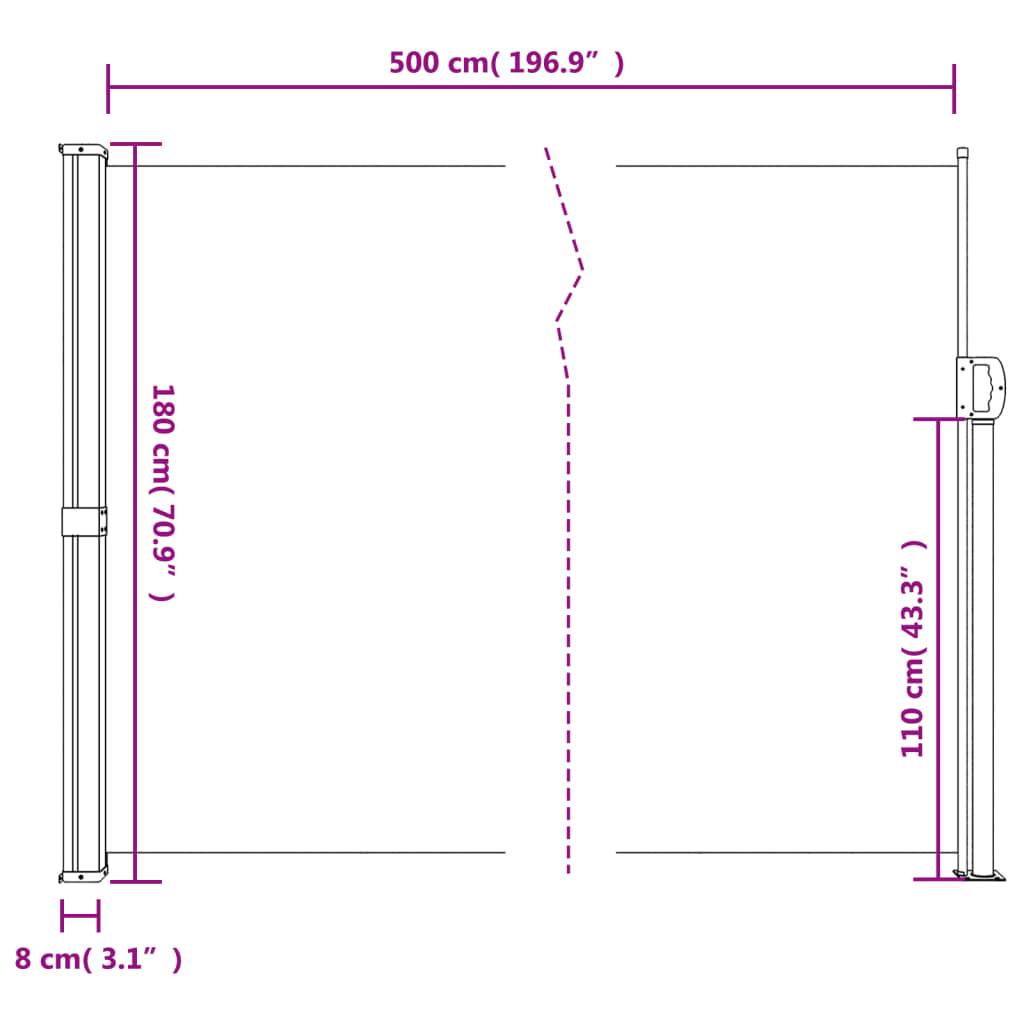 Windscherm uittrekbaar 180x500 cm rood - AllerleiShop