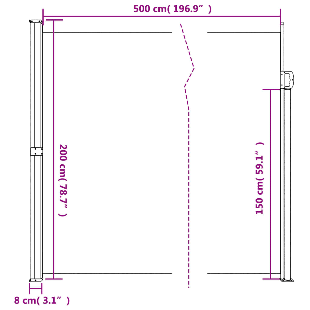 Windscherm uittrekbaar 200x500 cm zwart - AllerleiShop