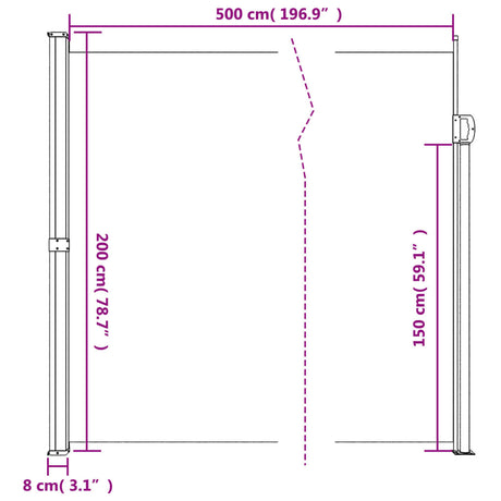 Windscherm uittrekbaar 200x500 cm zwart - AllerleiShop