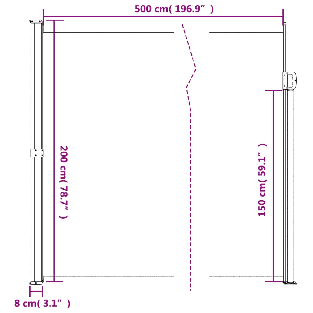 Windscherm uittrekbaar 200x500 cm crèmekleurig - AllerleiShop