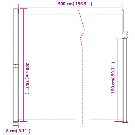 Windscherm uittrekbaar 200x500 cm crèmekleurig - AllerleiShop