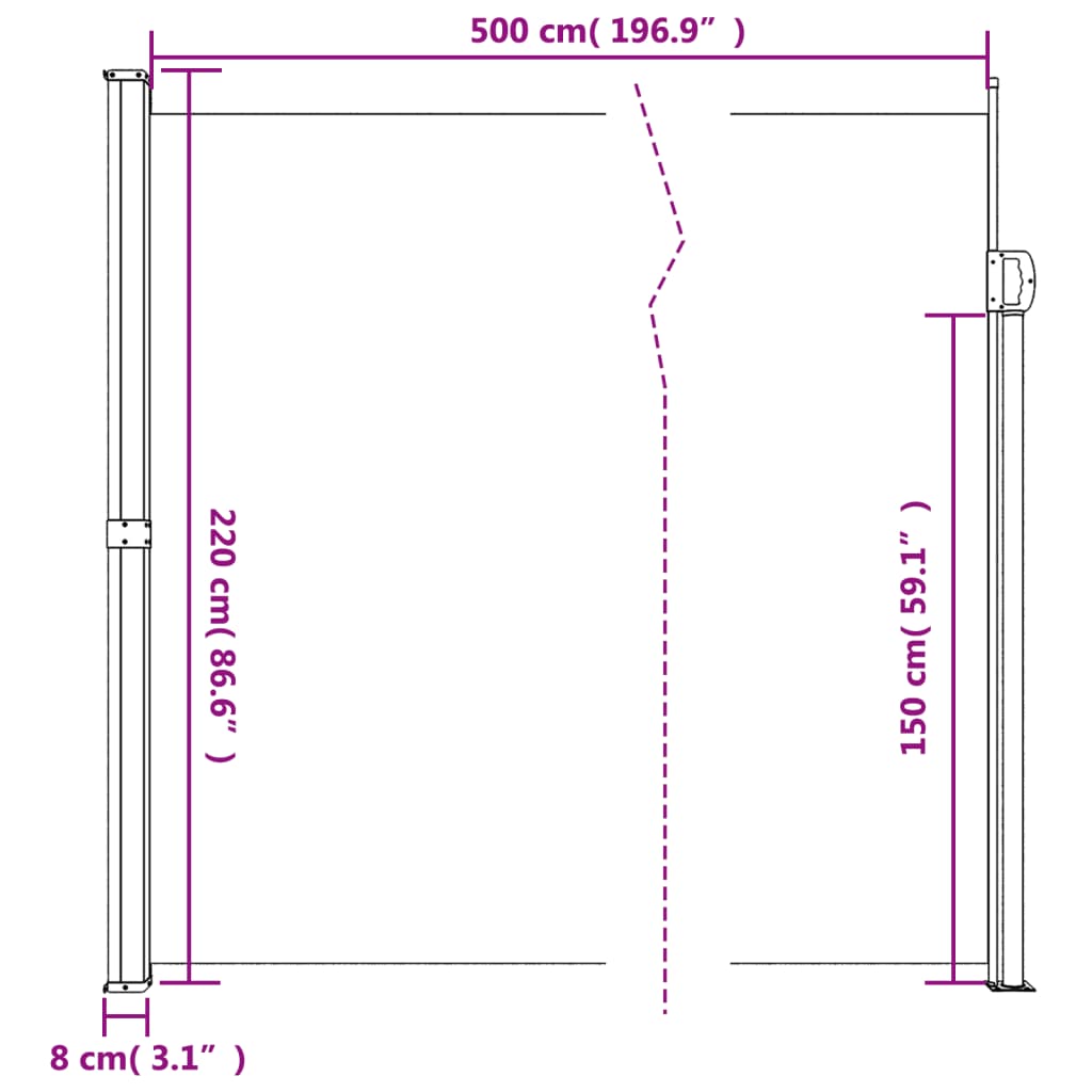 Windscherm uittrekbaar 220x500 cm zwart - AllerleiShop