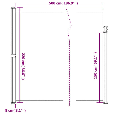 Windscherm uittrekbaar 220x500 cm zwart - AllerleiShop