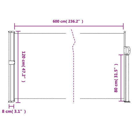 Windscherm uittrekbaar 120x600 cm blauw - AllerleiShop