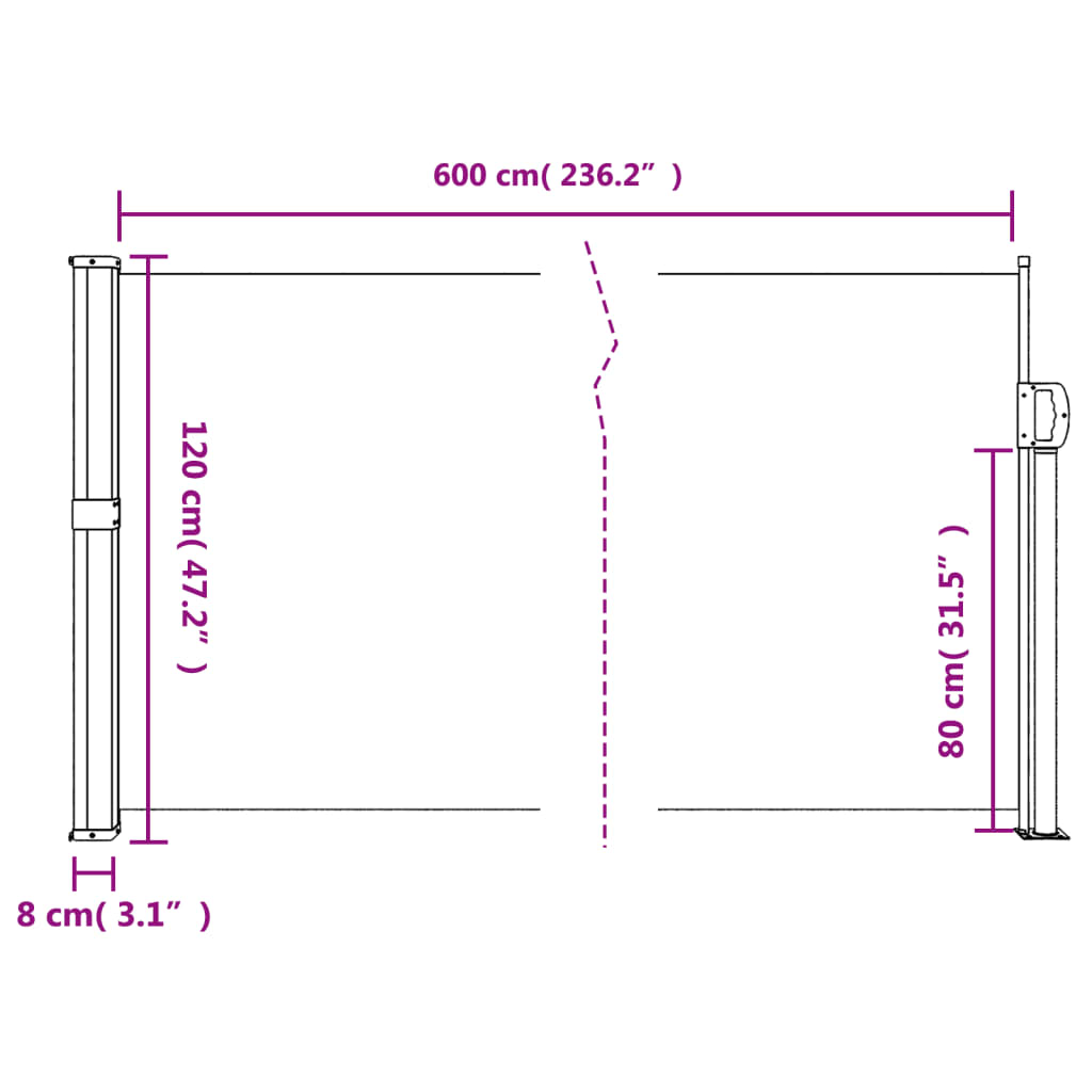 Windscherm uittrekbaar 120x600 cm antraciet - AllerleiShop