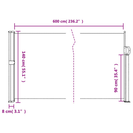 Windscherm uittrekbaar 140x600 cm rood - AllerleiShop