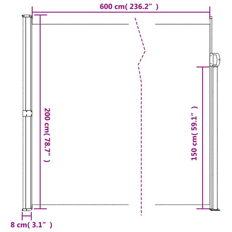 Windscherm uittrekbaar 200x600 cm zwart - AllerleiShop