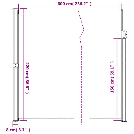 Windscherm uittrekbaar 220x600 cm zwart - AllerleiShop