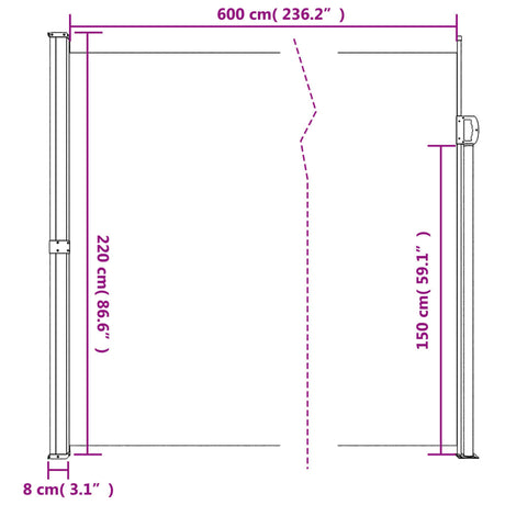 Windscherm uittrekbaar 220x600 cm taupe - AllerleiShop