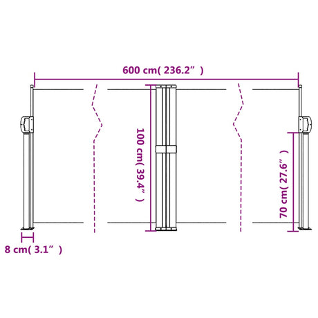 Windscherm uittrekbaar 100x600 cm zwart - AllerleiShop