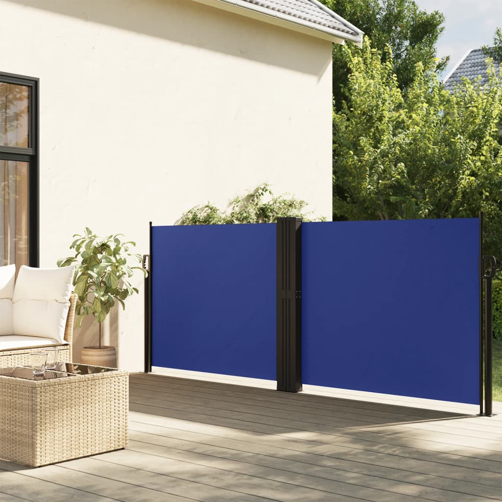 Windscherm uittrekbaar 100x600 cm blauw - AllerleiShop