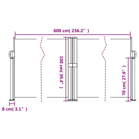 Windscherm uittrekbaar 100x600 cm wit - AllerleiShop