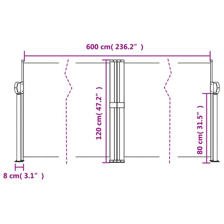 Windscherm uittrekbaar 120x600 cm rood - AllerleiShop