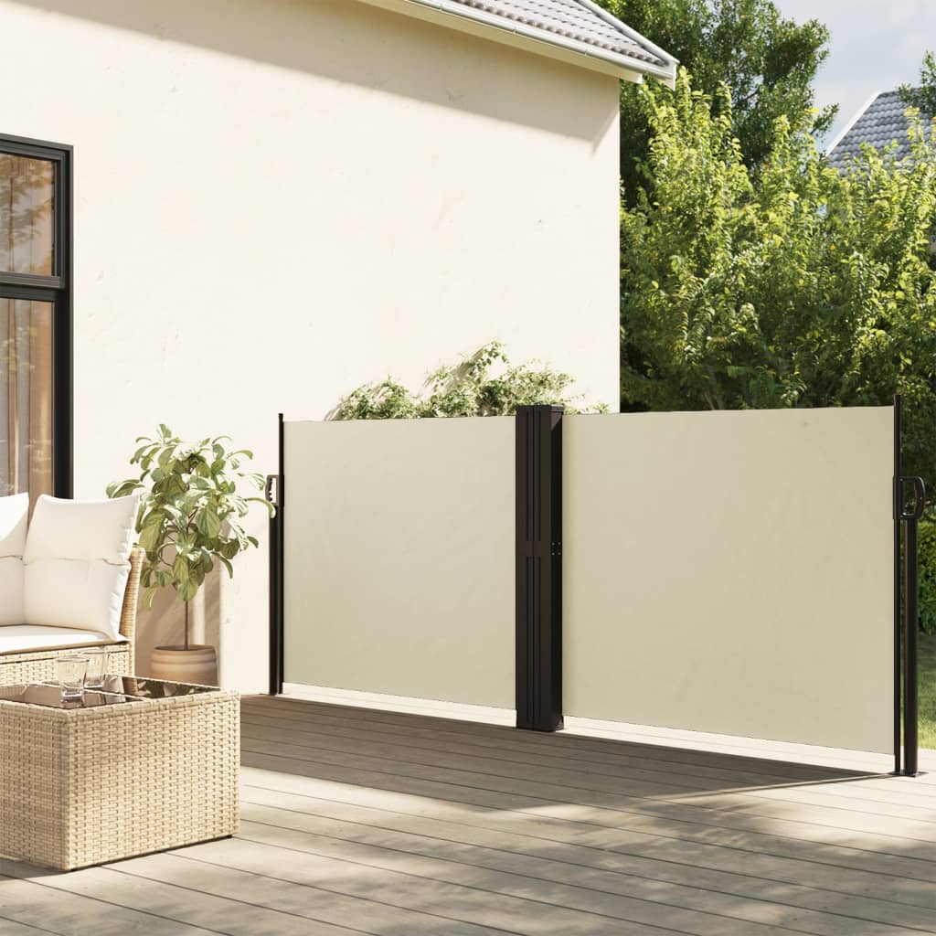 Tuinscherm uittrekbaar 140x600 cm crème - AllerleiShop