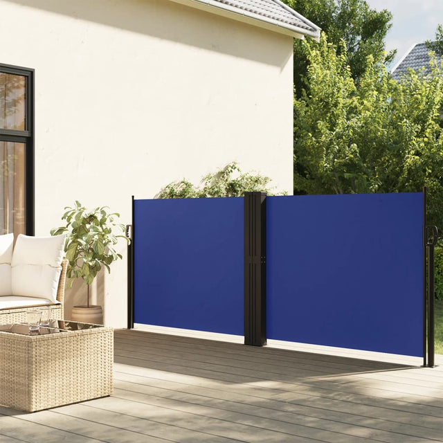 Windscherm uittrekbaar 140x600 cm blauw - AllerleiShop