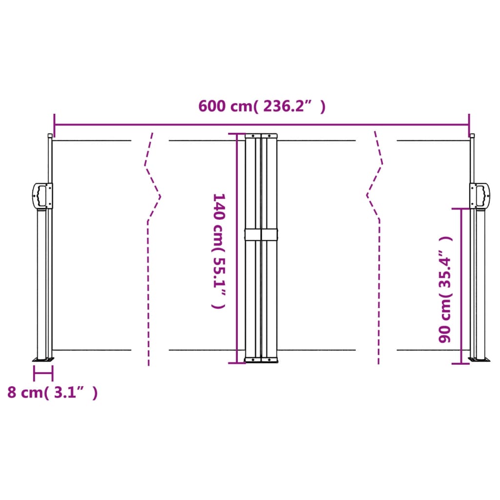 Windscherm uittrekbaar 140x600 cm rood - AllerleiShop