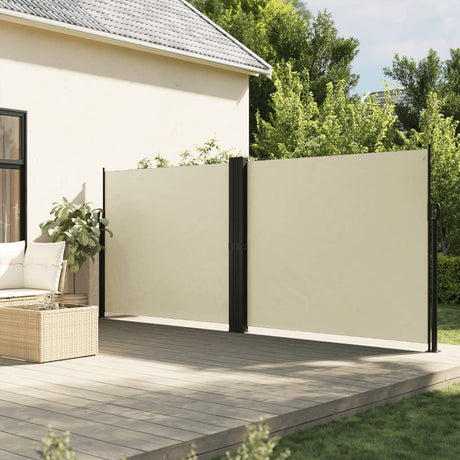 Tuinscherm uittrekbaar 180x600 cm crèmekleurig - AllerleiShop