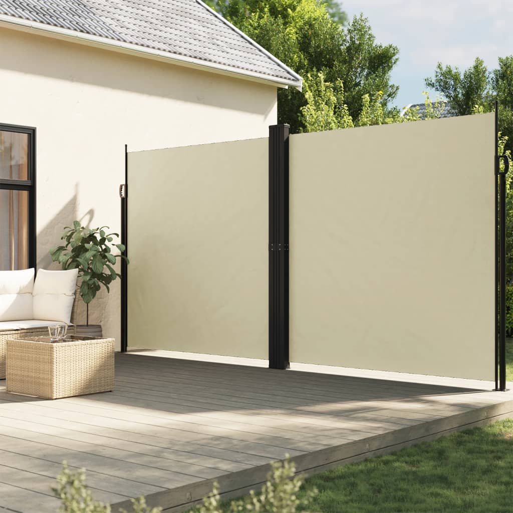 Windscherm uittrekbaar 200x600 cm crèmekleurig - AllerleiShop