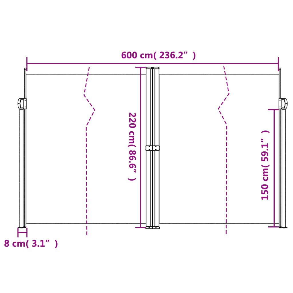 Windscherm uittrekbaar 220x600 cm rood - AllerleiShop