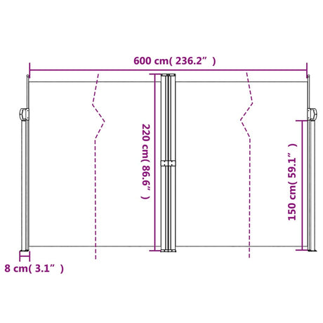 Windscherm uittrekbaar 220x600 cm wit - AllerleiShop