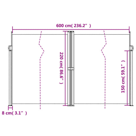 Windscherm uittrekbaar 220x600 cm taupe - AllerleiShop