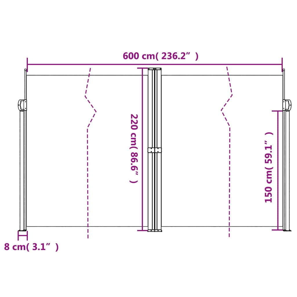 Windscherm uittrekbaar 220x600 cm donkergroen - AllerleiShop