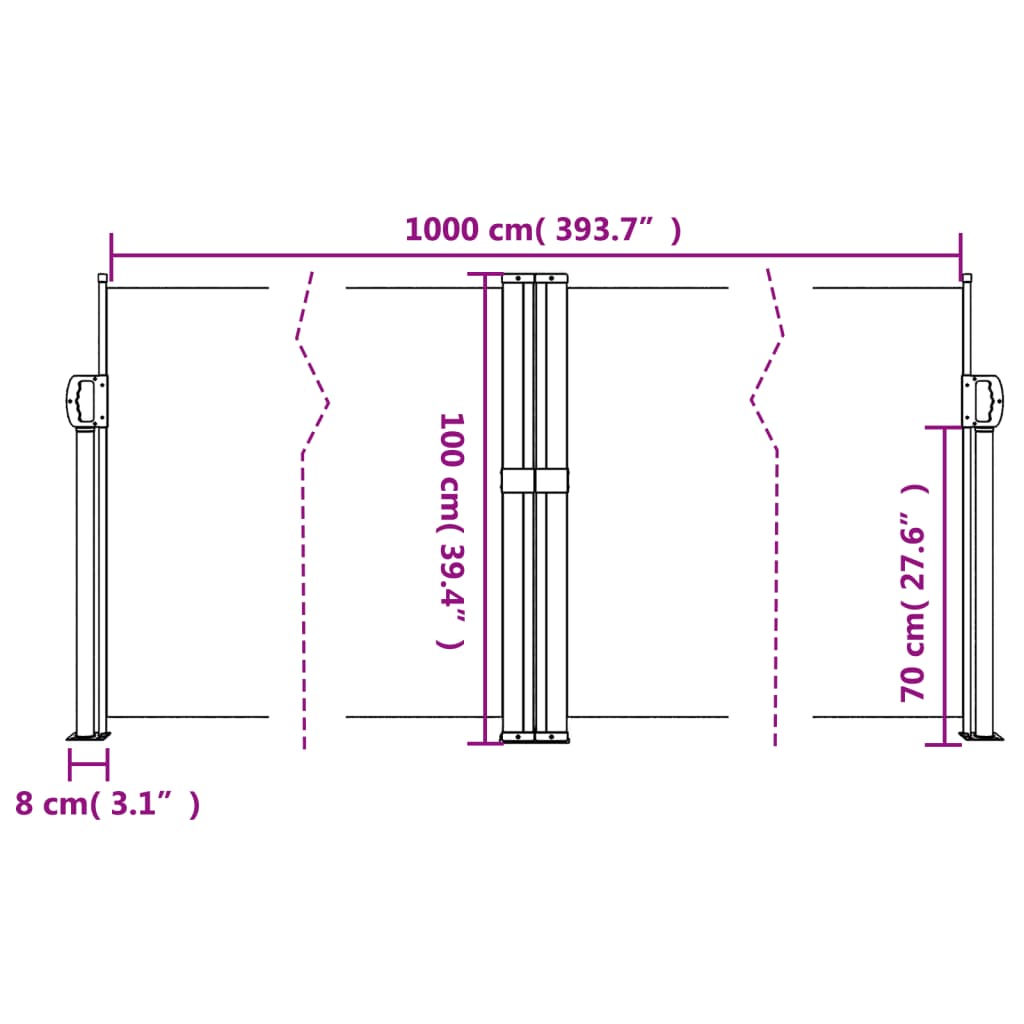 Windscherm uittrekbaar 100x1000 cm zwart - AllerleiShop