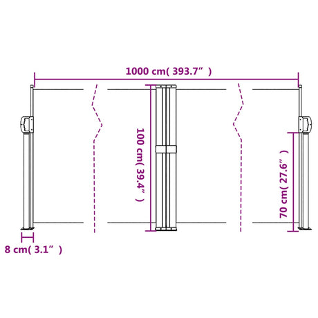 Windscherm uittrekbaar 100x1000 cm crème - AllerleiShop