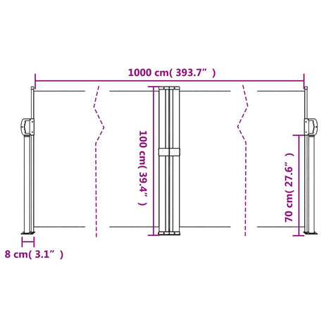 Windscherm uittrekbaar 100x1000 cm beige - AllerleiShop