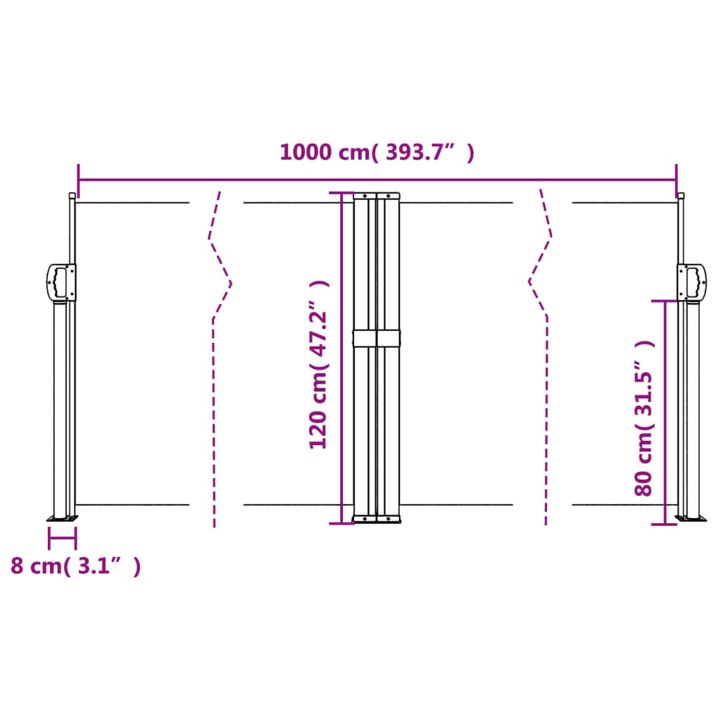 Windscherm uittrekbaar 120x1000 cm zwart - AllerleiShop