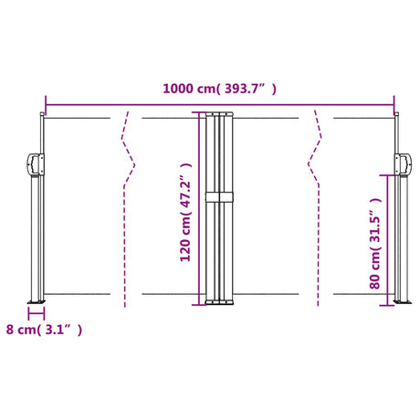 Windscherm uittrekbaar 120x1000 cm zwart - AllerleiShop