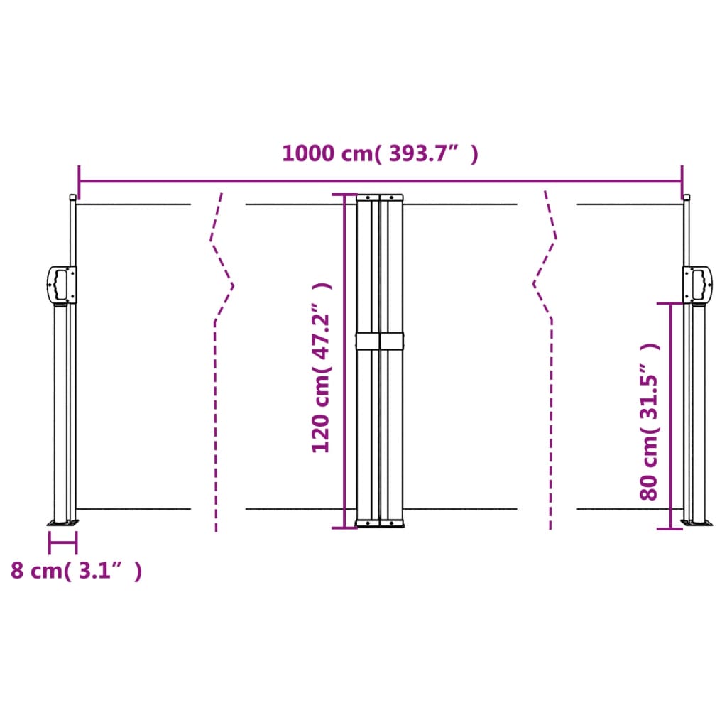 Windscherm uittrekbaar 120x1000 cm beige - AllerleiShop