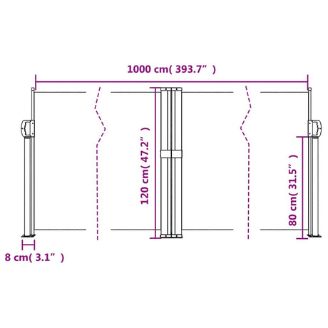 Windscherm uittrekbaar 120x1000 cm beige - AllerleiShop