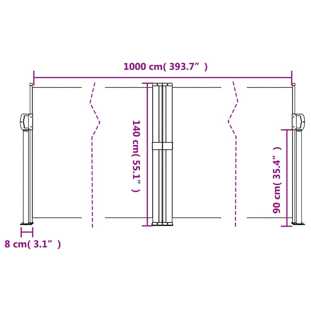 Windscherm uittrekbaar 140x1000 cm crème - AllerleiShop