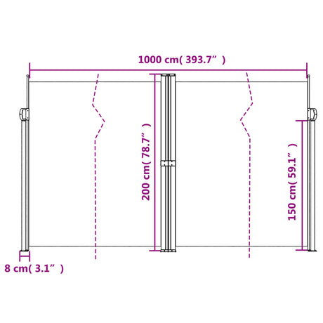 Windscherm uittrekbaar 200x1000 cm rood - AllerleiShop