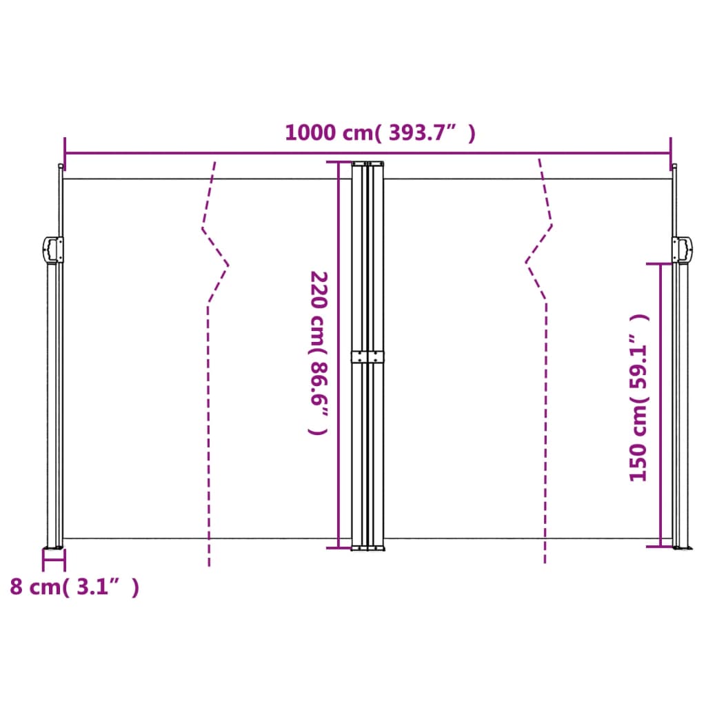 Windscherm uittrekbaar 220x1000 cm zwart - AllerleiShop