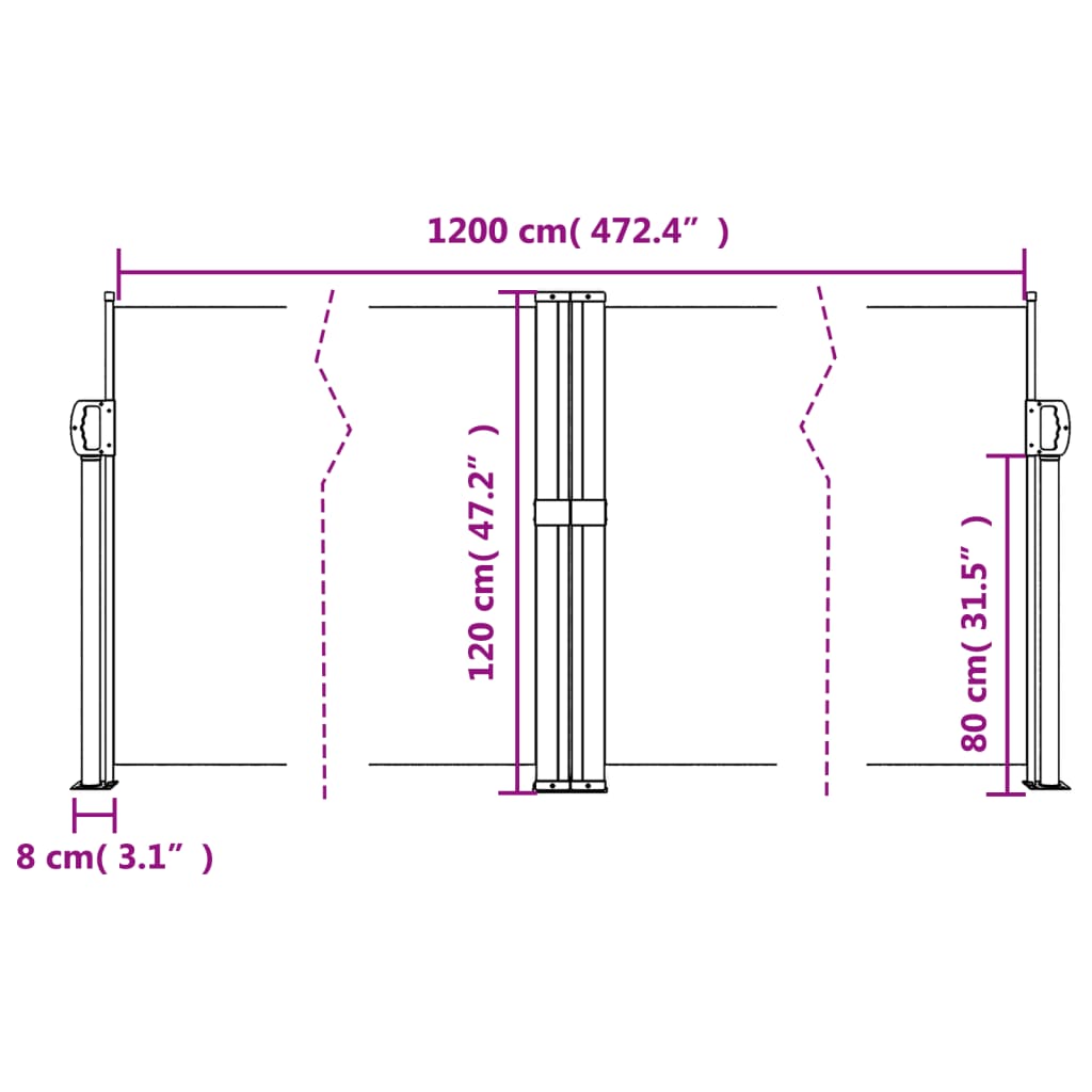 Windscherm uittrekbaar 120x1200 cm rood - AllerleiShop