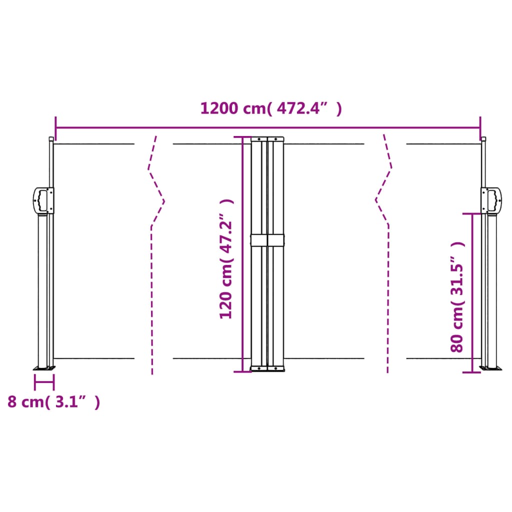 Windscherm uittrekbaar 120x1200 cm donkergroen - AllerleiShop