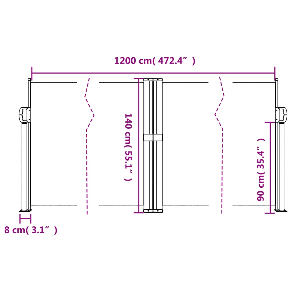 Windscherm uittrekbaar 140x1200 cm rood - AllerleiShop