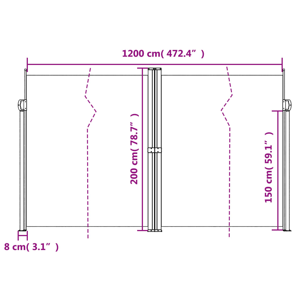 Tuinscherm uittrekbaar 200x1200 cm zwart - AllerleiShop