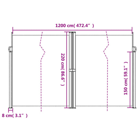 Tuinscherm uittrekbaar 220x1200 cm antracietkleurig - AllerleiShop