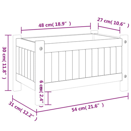 Plantenbak met voering 54x31x30 cm massief acaciahout - AllerleiShop