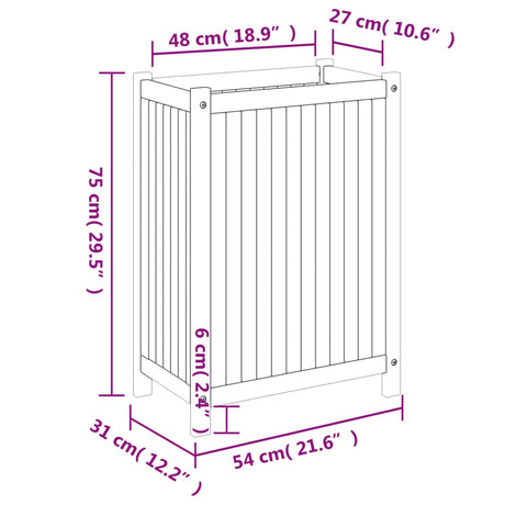 Plantenbak met voering 54x31x75 cm massief acaciahout - AllerleiShop